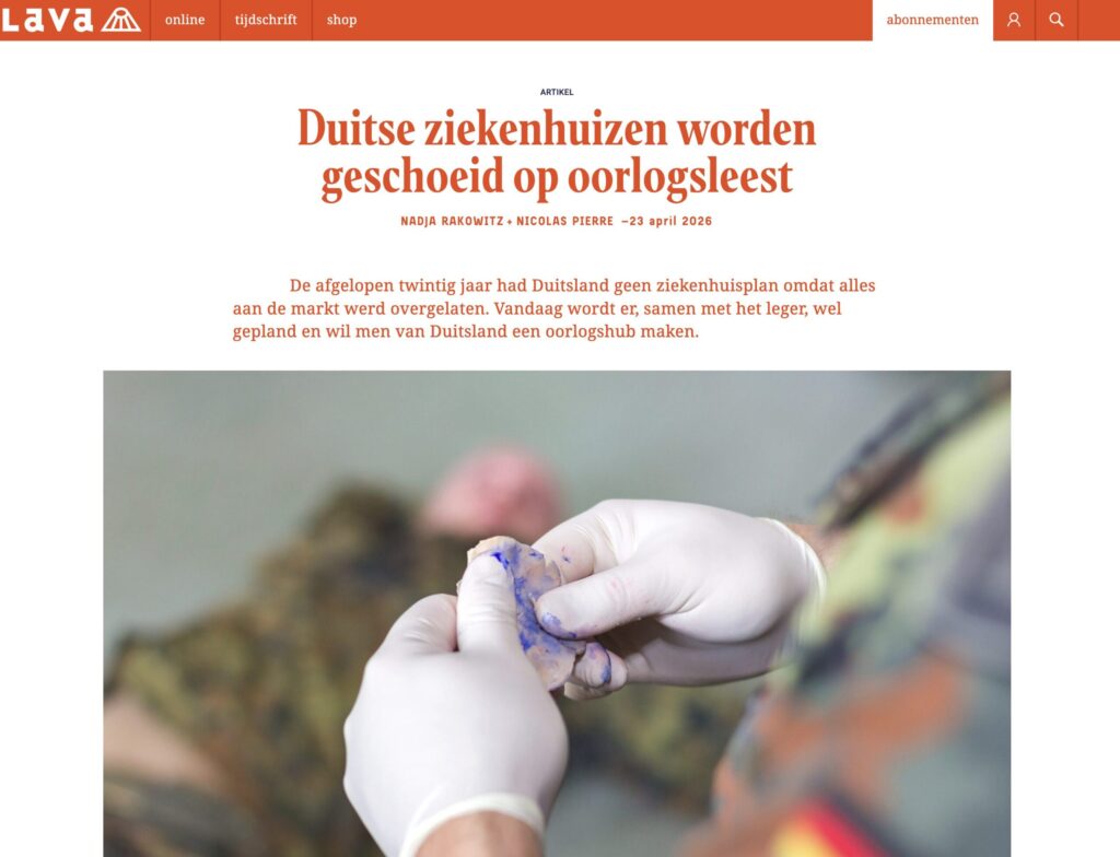 Duitse ziekenhuizen worden geschoeid op oorlogsleest